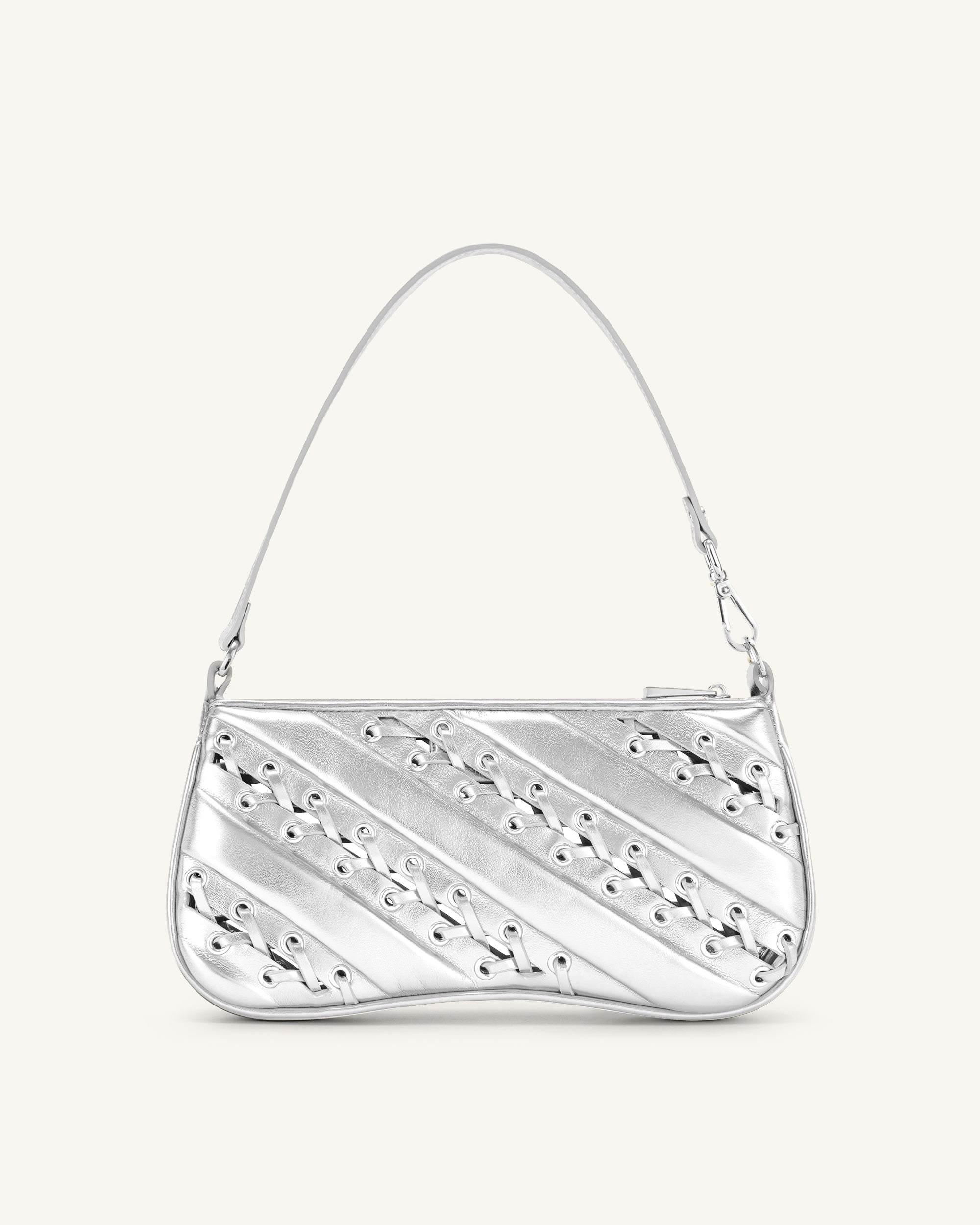 Eva Metallic Straps Shoulder Bag - Silver