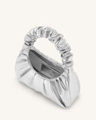 Gabbi Metallic Ruched Hobo Handbag - Silver