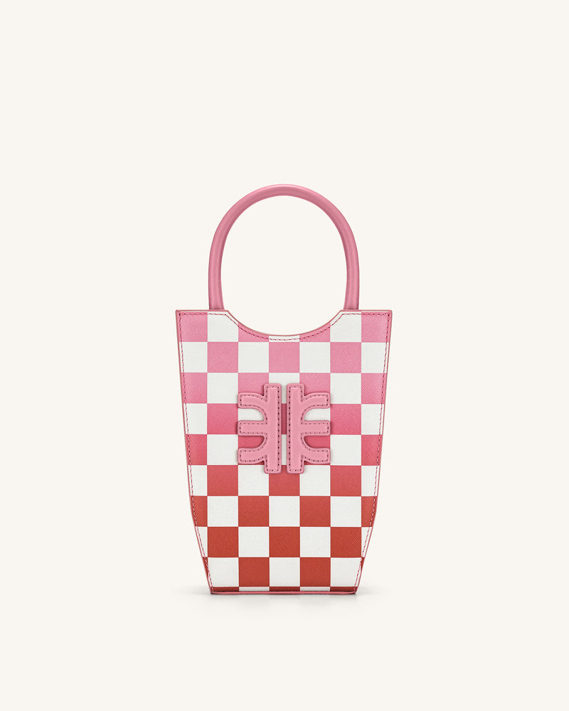FEI Gradient Checkerboard Phone Bag - Begonia Pink & Red