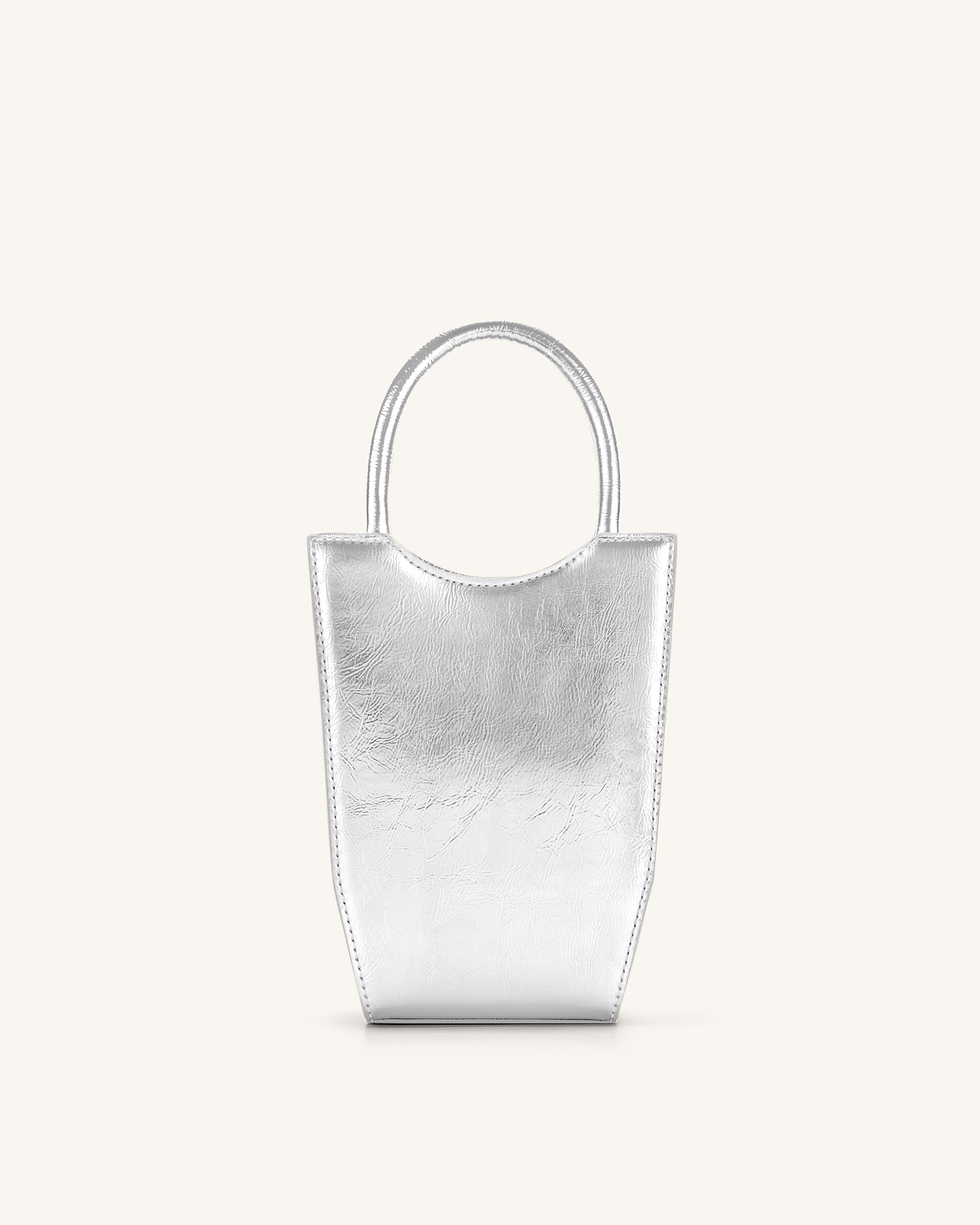 Silver leather clearance tote