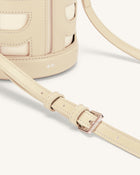 FEI Leather Cutout Bucket Bag - Beige