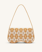 Becci Knitted Shoulder Bag - Orange & Ivory & Brown