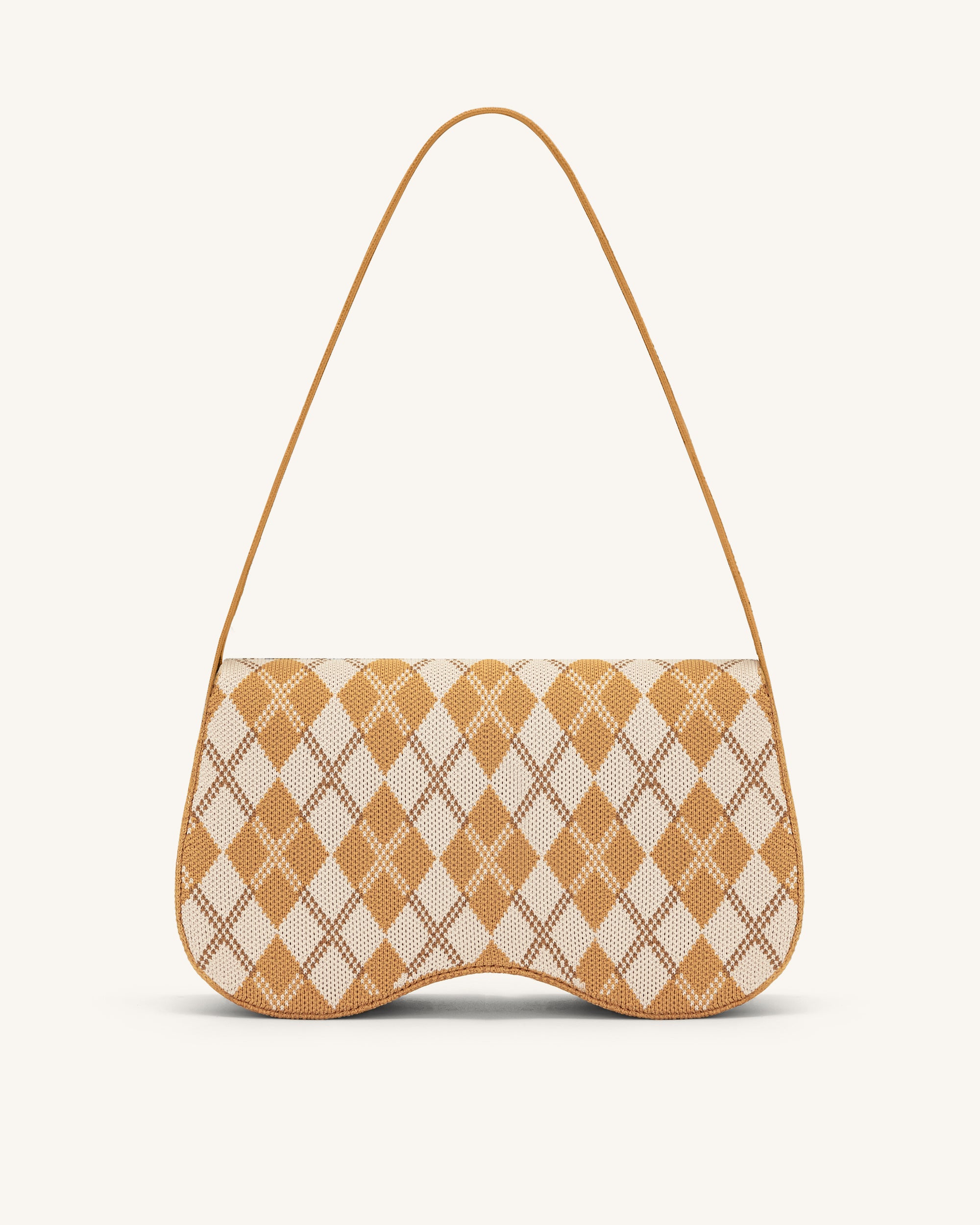 Becci Knitted Shoulder Bag - Orange & Ivory & Brown