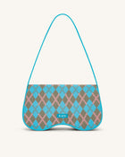 Becci Knitted Shoulder Bag - Lake Blue & Gray Green & Pink