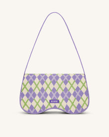 Becci Knitted Shoulder Bag - Purple & Ivory & Lime