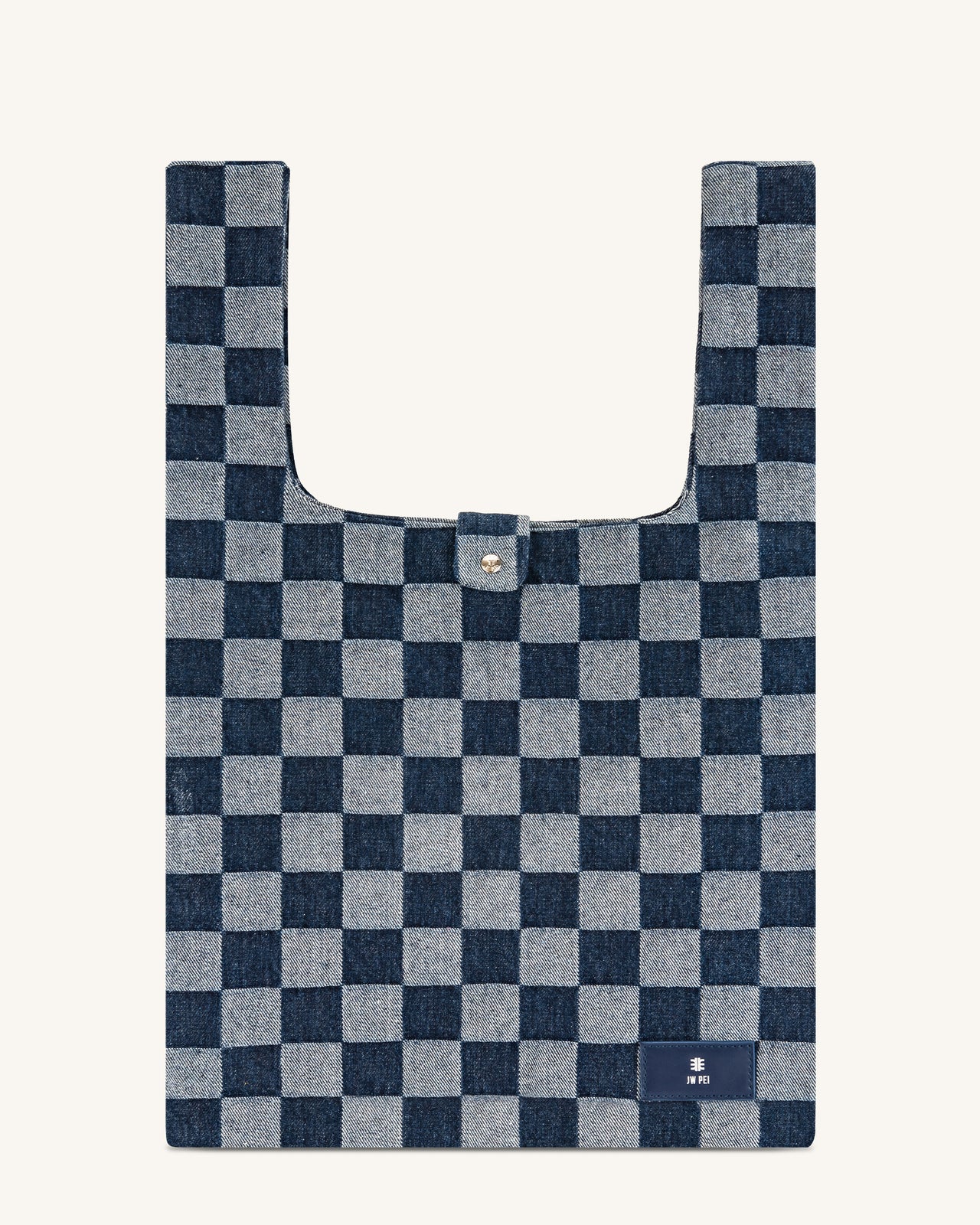 Molly Checkerboard Market Bag - Denim Blue