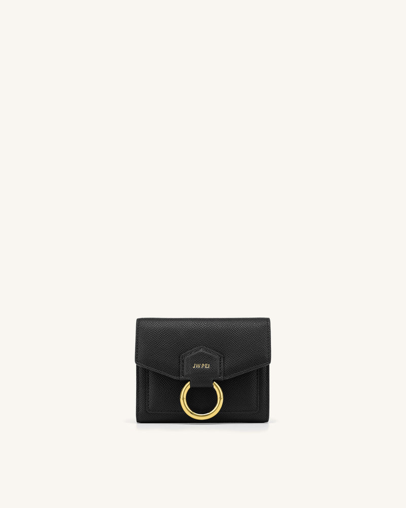 Stella Wallet - Black Grained Vegan Leather