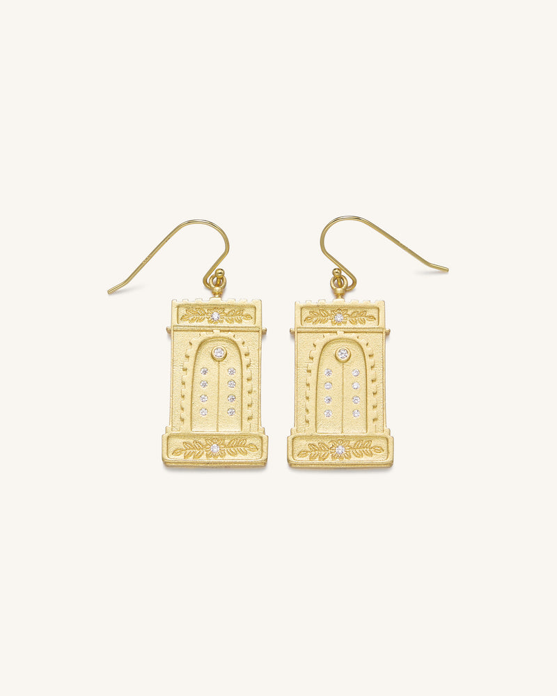 Roman Arch Earrings - 18ct Gold Plated & White Zircon