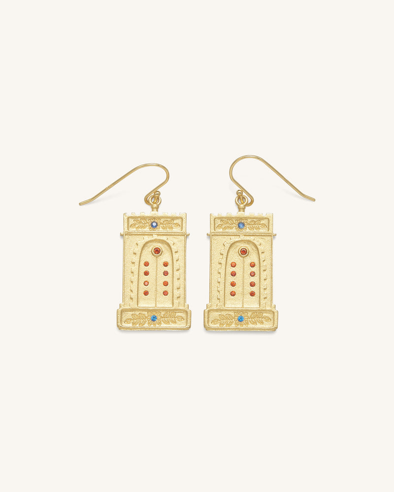 Roman Arch Earrings - 18ct Gold Plated & Multicolor Zircon