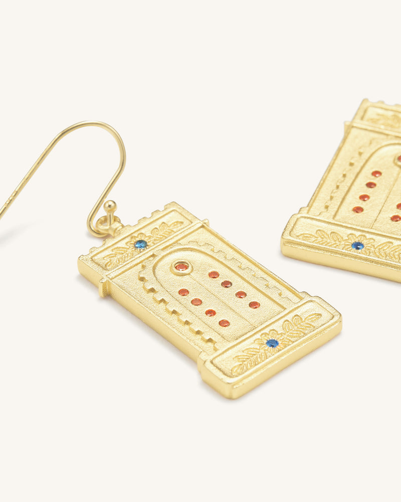 Roman Arch Earrings - 18ct Gold Plated & Multicolor Zircon