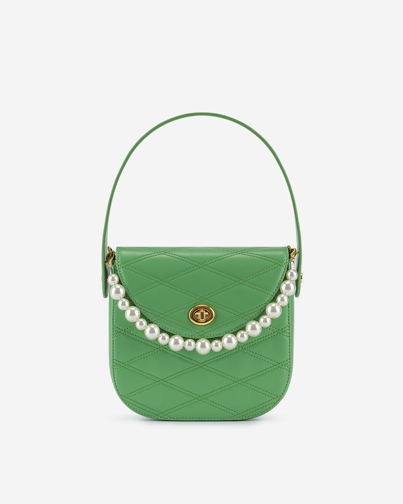 Kate Faux Pearl Bag - Grass Green