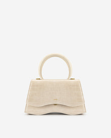 Molly Top Handle Bag - Light Beige Croc