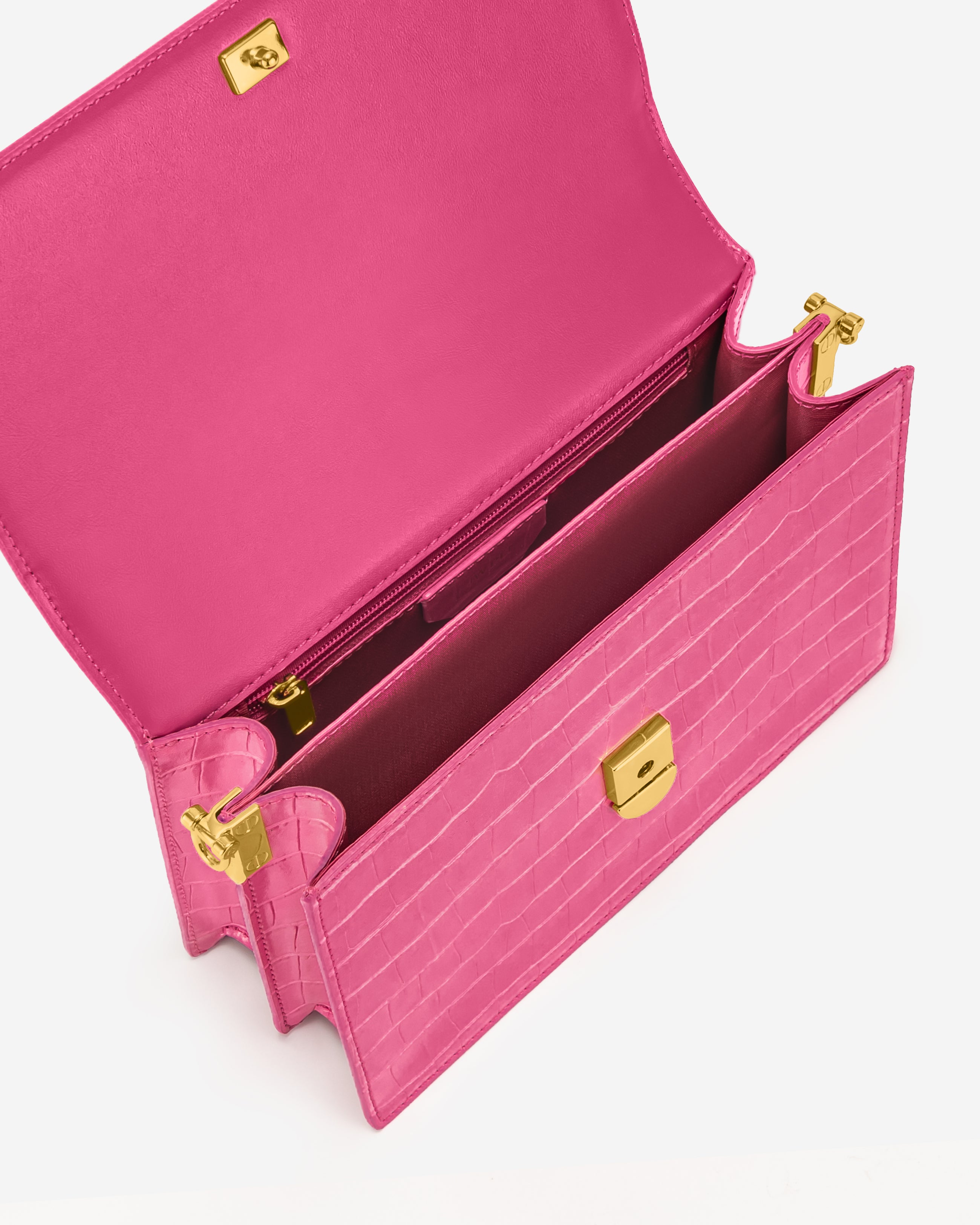 Mini Flap Bag - Rose Red Croc