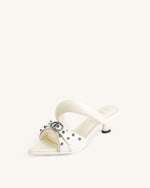 Sara  Studded Mule - White