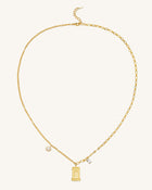 Roman Arch Pendant Necklace - 18ct Gold Plated & White Zircon