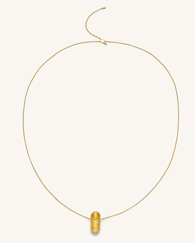 Bamboo Necklace - 18ct Gold Plated & White Zircon