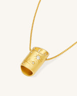 Bamboo Necklace - 18ct Gold Plated & White Zircon