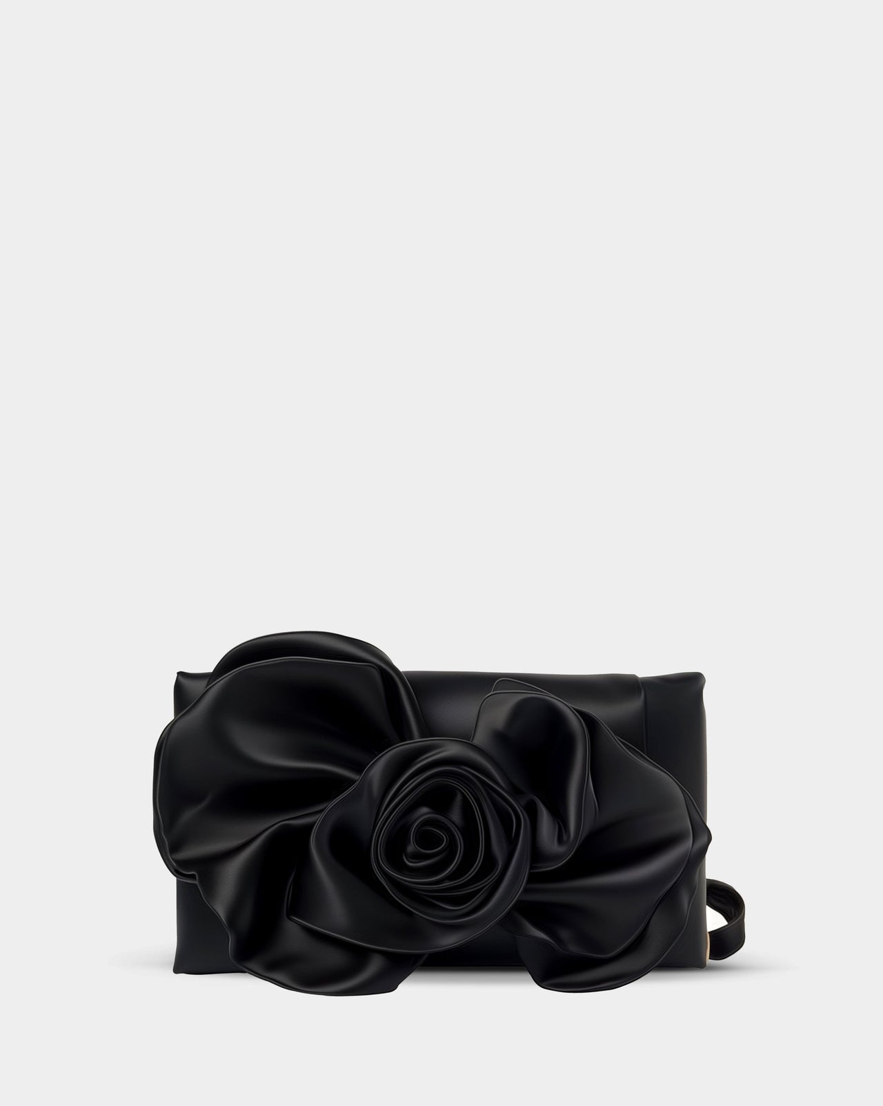 Rose Embellished Crossbody Bag - Black