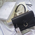 The Envelope Silver Chain Crossbody Bag - Black